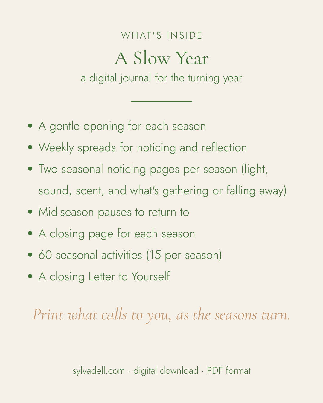 A Slow Year — A Seasonal Reflection & Nature Journal (Digital PDF)